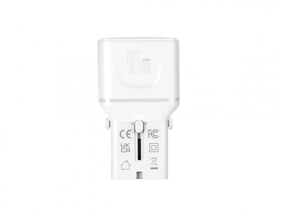 Imagine Incarcator priza EU/UK/US cu 2 x USB-C 45W Alb, Value 19.99.1114
