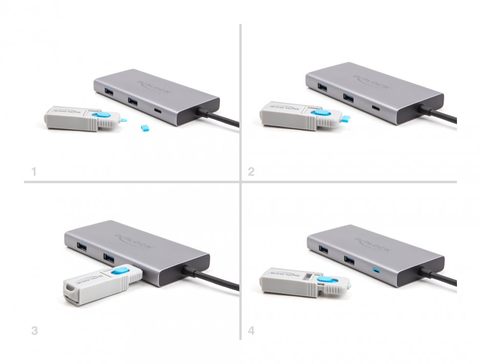 Imagine Set 10 buc port blocker pentru USB type C mama Blue, Delock 20950