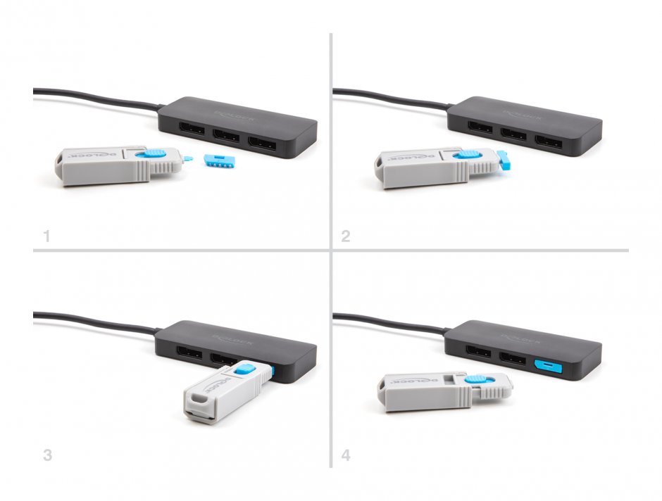 Imagine Set 10 buc port blocker pentru Displayport mama Blue, Delock 20951