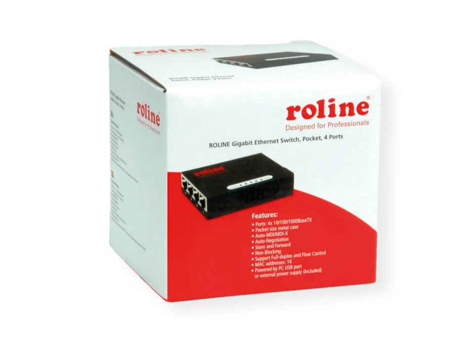 Imagine Switch Ethernet 4 porturi Gigabit, Roline 21.14.3514