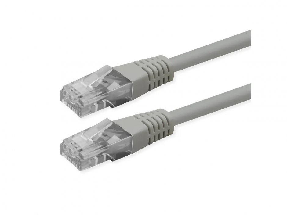 Imagine Cablu de retea RJ45 UTP Cat.6 (Class E) PoE 0.3m Gri, Roline 21.51.1510