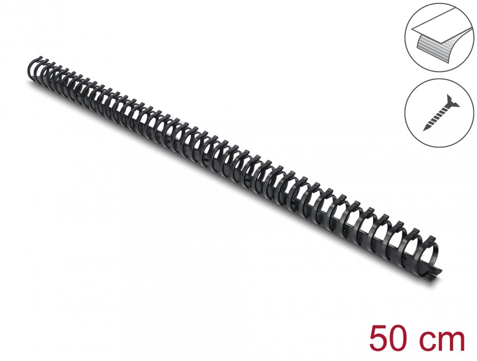 Imagine Canal cablu cu adeziv/prindere surub 25x26mm 0.5m Negru, Delock 22075
