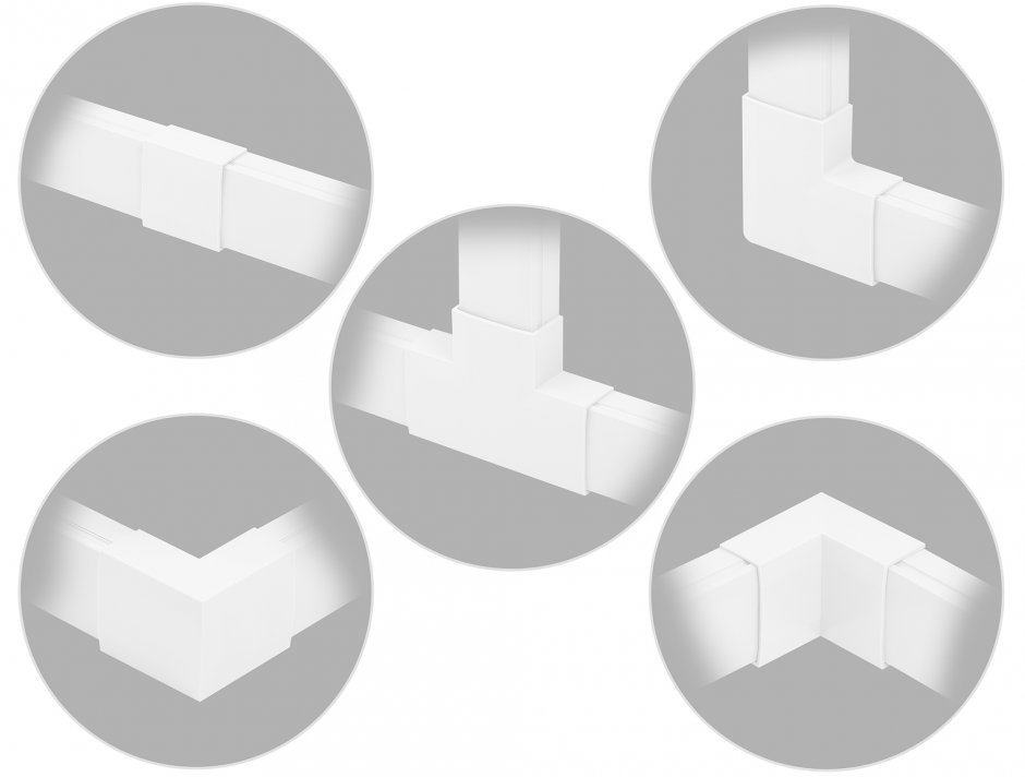 Imagine Set 5 buc conector pentru canal cablu 40x19mm Alb, Delock 22094