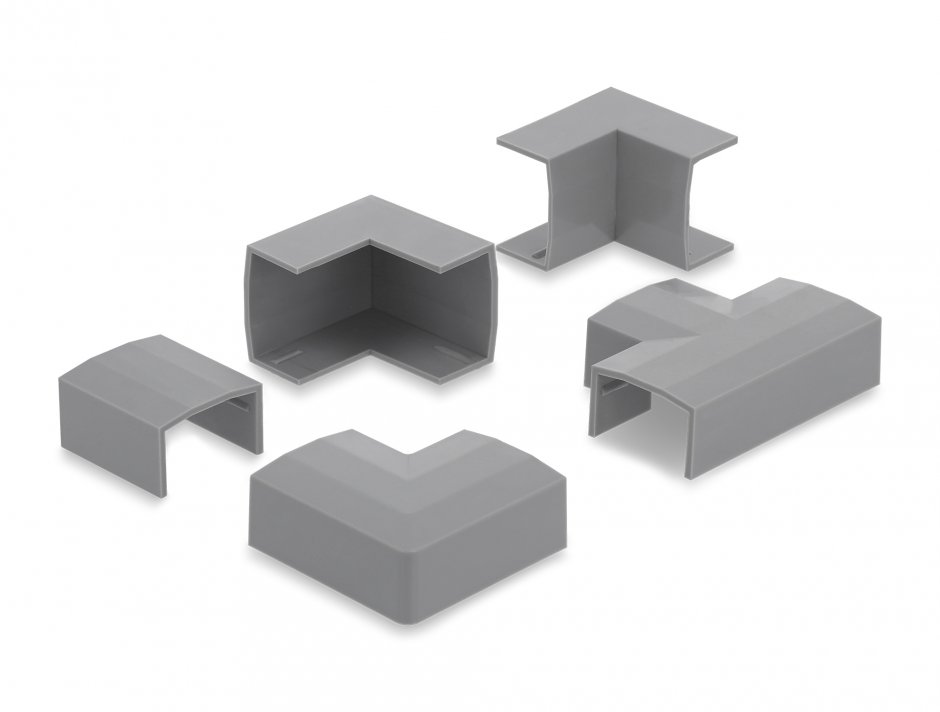 Imagine Set 5 buc conector pentru canal cablu 24x14mm Gri, Delock 22095