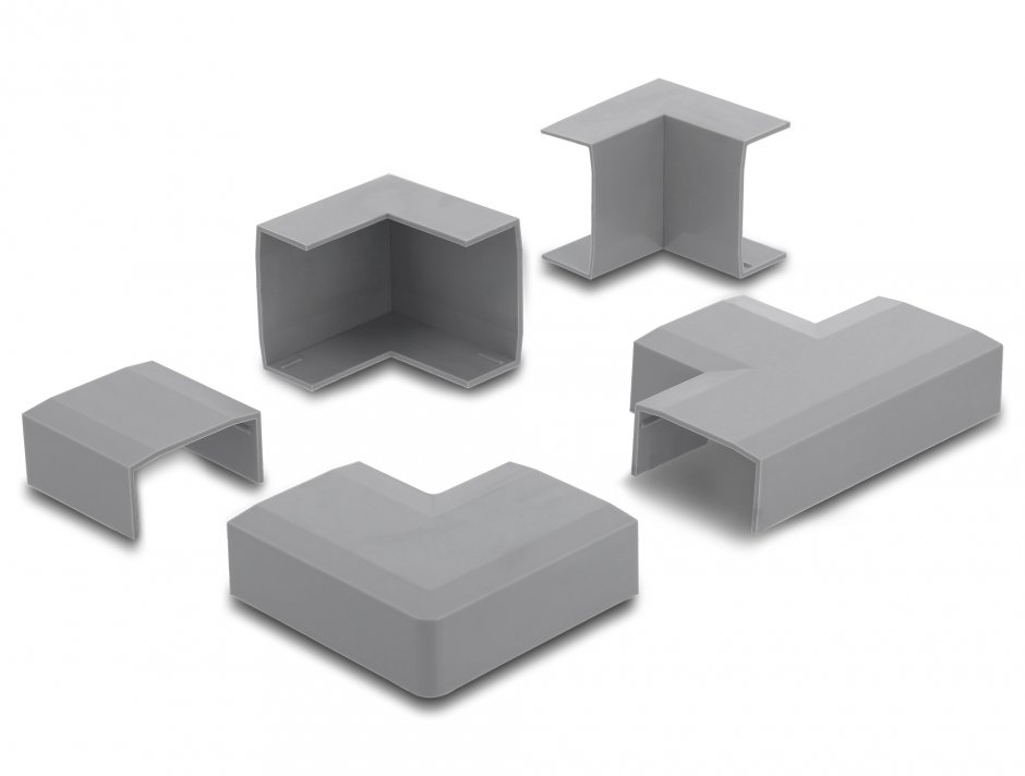 Imagine Set 5 buc conector pentru canal cablu 40x19mm Gri, Delock 22110