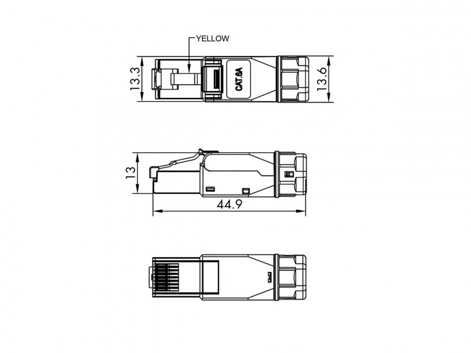 Imagine Conector retea RJ45 ecranat Cat.6A pentru fir solid, Value 26.99.0374