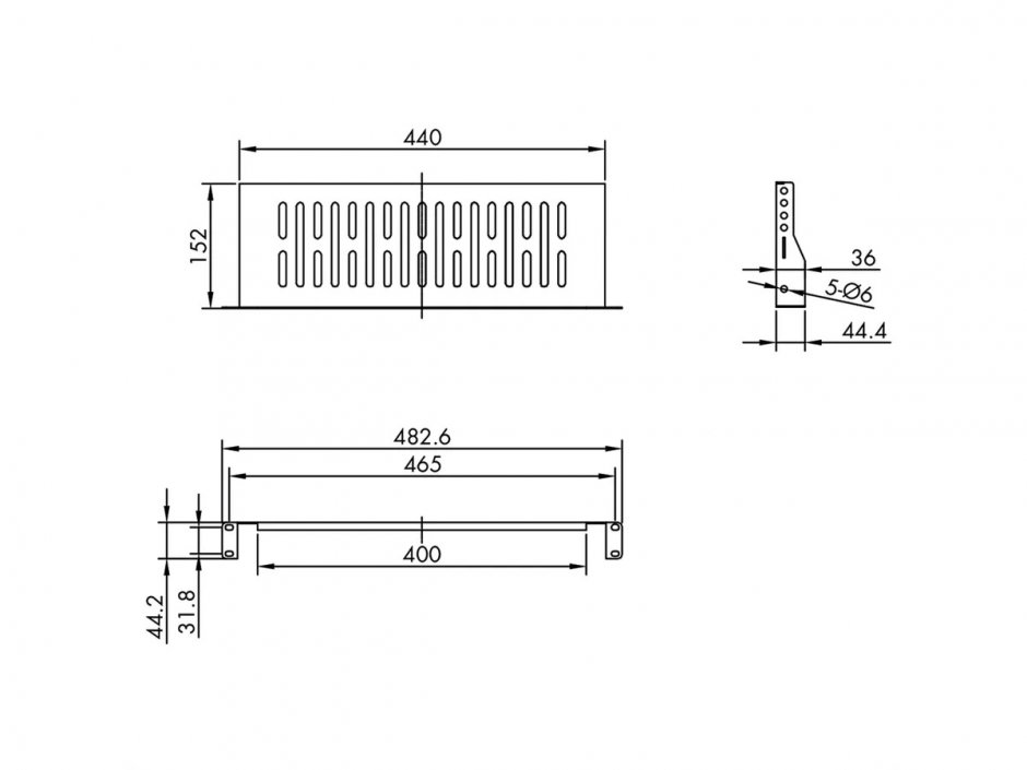 Imagine Sertar fix 440x150mm, max. 10kg 1U pentru cabinet 19" Negru, Value 26.99.0427