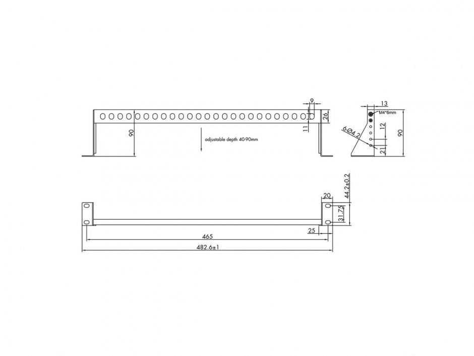 Imagine Organizator cabluri cabluri 19" 1U montabil in rack (orizontala) cu adancime reglabila Negru, Value 26.99.0435