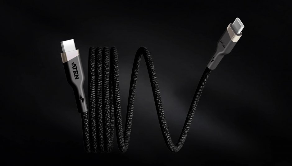 Imagine Cablu USB 2.0 type C la USB type C 240W E-Marker 2m brodat magnetic Negru, ATEN 2L-3101P240M