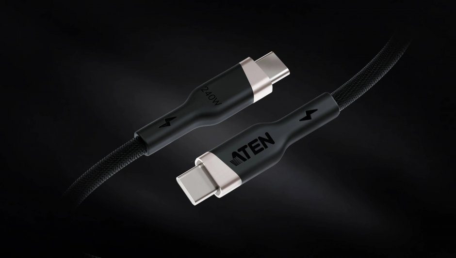 Imagine Cablu USB 2.0 type C la USB type C 240W E-Marker 2m brodat Negru, ATEN 2L-3102P240