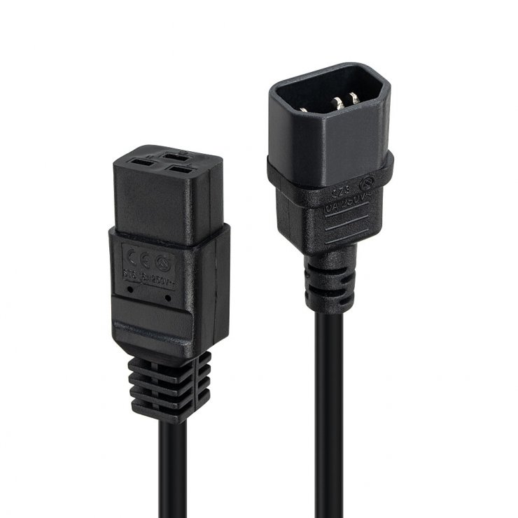 Imagine Cablu alimentare IEC C14 la C19 2m Negru, Lindy L30491