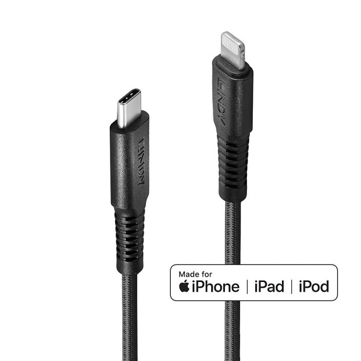 Imagine Cablu USB type C la Lightning T-T 1m rezistent, Lindy L31286