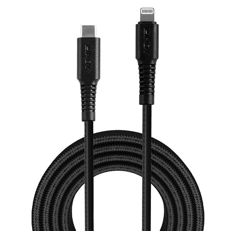 Imagine Cablu USB type C la Lightning T-T 1m rezistent, Lindy L31286