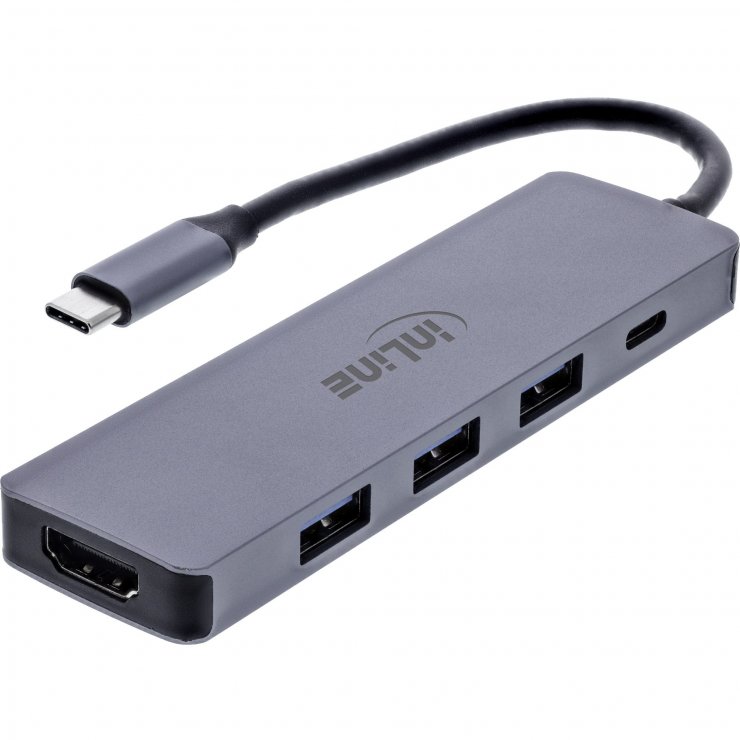 Imagine Docking station USB type C la HDMI 4K60Hz + 3 x USB-A + USB-C PD 100W, InLine IL33271A