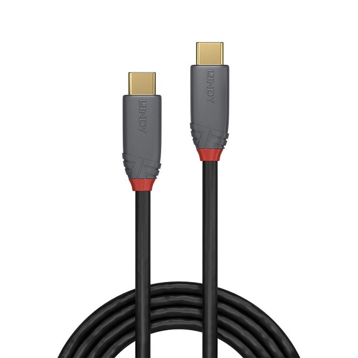 Imagine Cablu USB 3.2 type C Anthra Line 10Gbps PD 100W 5m, Lindy L36908