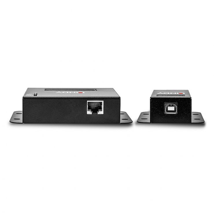 Imagine Extender USB 2.0 prin cablu RJ45 LAN 50m + HUB 4 porturi, Lindy L42681
