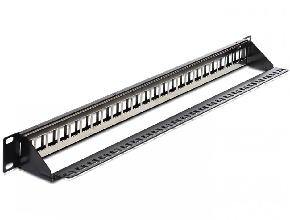Imagine Patch Panel 19" 24 Porturi pentru keystone negru, Delock 43277
