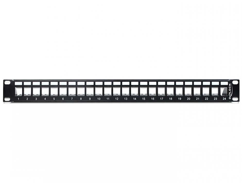 Imagine Patch Panel 19" 24 Porturi pentru keystone negru, Delock 43277