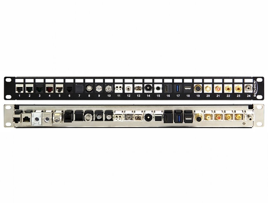 Imagine Patch Panel 19" 24 Porturi pentru keystone negru, Delock 43277