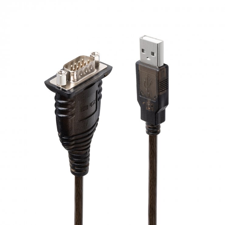 Imagine Adaptor USB-A la Serial RS232 DB9 FTDI cu COM Retention, Lindy L43413