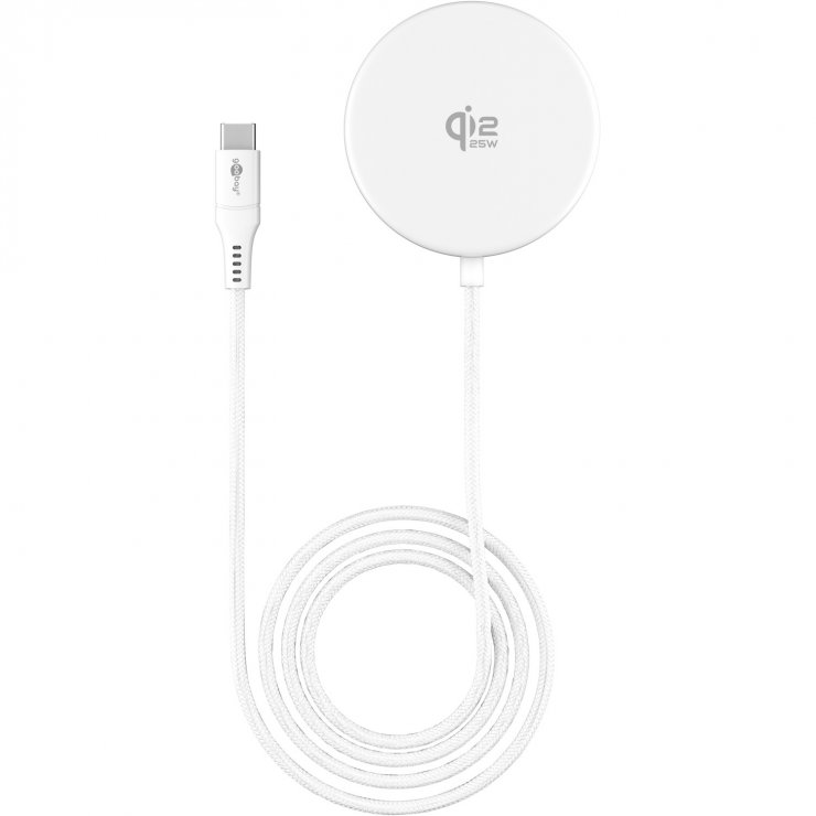 Imagine Incarcator magnetic Wireless Qi USB type C 25W cu stand, Goobay G80354