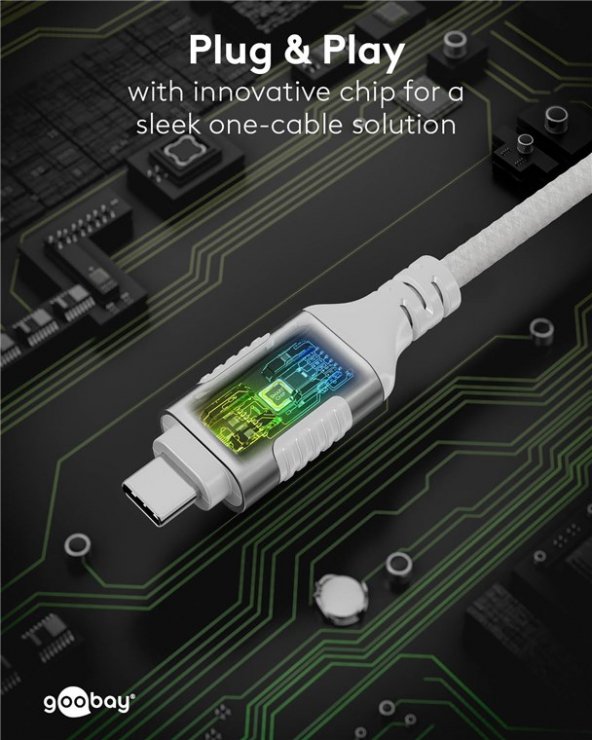 Imagine Cablu de retea USB type C la RJ45 Gigabit Cat.6 Slim 1m brodat Alb, Goobay G74385