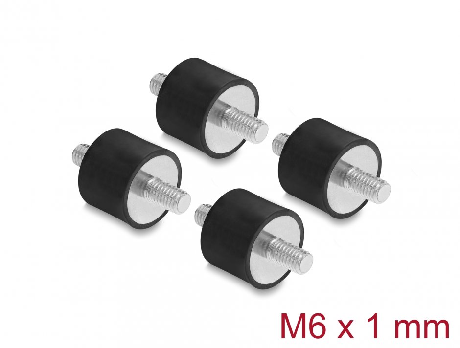 Imagine Set 4 buc amortizor vibratii M6x1mm/20x15mm, Delock 60814