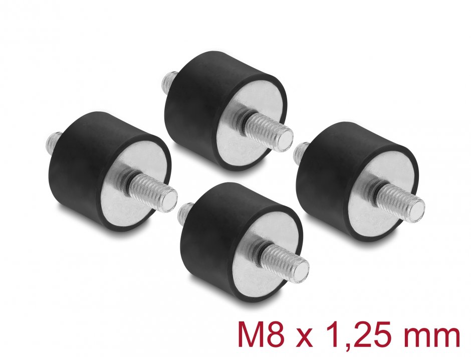 Imagine Set 4 buc amortizor vibratii M8x1.25mm/30x25mm, Delock 60816