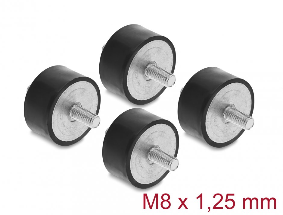 Imagine Set 4 buc amortizor vibratii M8x1.25mm/40x20mm, Delock 60817