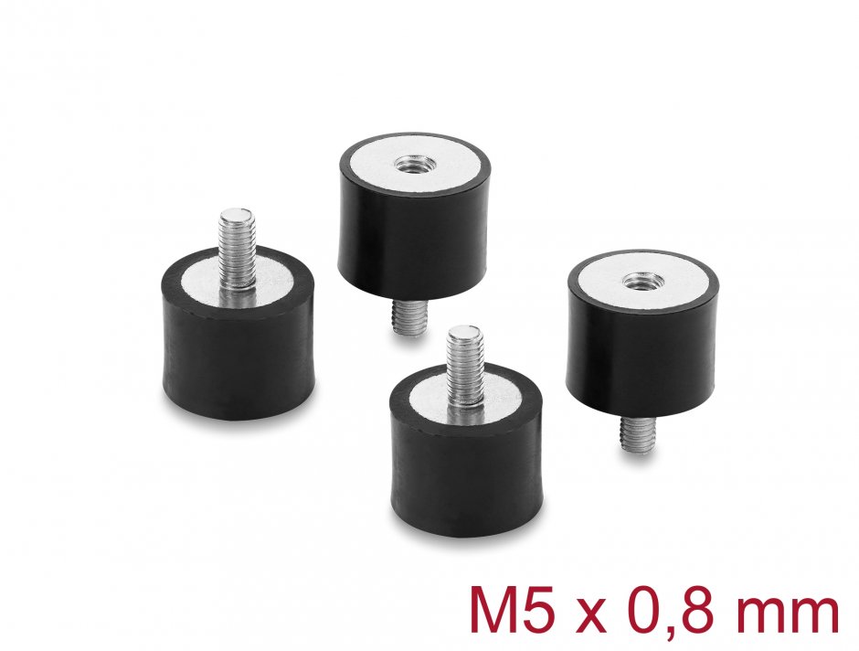 Imagine Set 4 buc amortizor vibratii M5x0.8 mm/20x15mm, Delock 60819