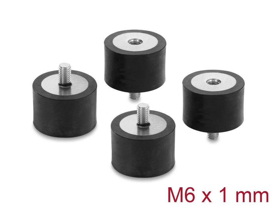 Imagine Set 4 buc amortizor vibratii M6x1mm/30x20mm, Delock 60821