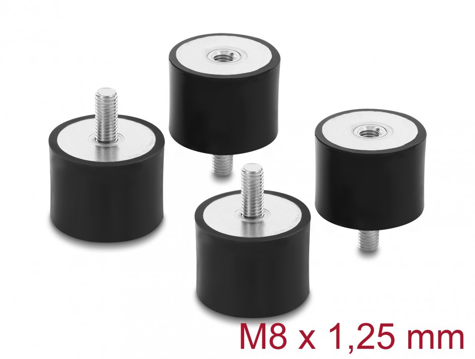 Imagine Set 4 buc amortizor vibratii M8x1.25mm/40x30mm, Delock 60822