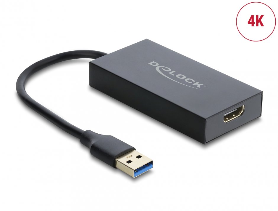 Imagine Adaptor USB-A la HDMI 4K30Hz T-M 0.2m, Delock 62144