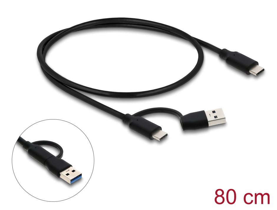Imagine HUB USB 10 Gbps cu 3 x USB Type C + 4 x USB-A Negru, Delock 64283