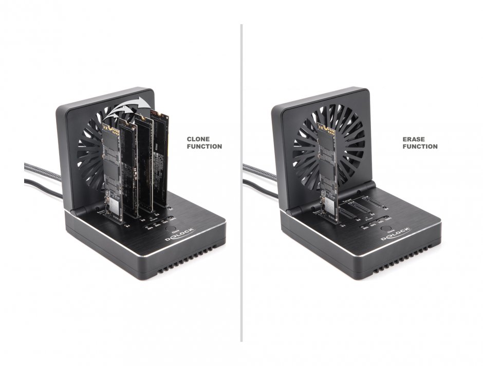 Imagine Docking station USB 20 Gbps pentru 4 x M.2 NVMe PCIe SSD cu functie Clona/Erase, Delock 64352