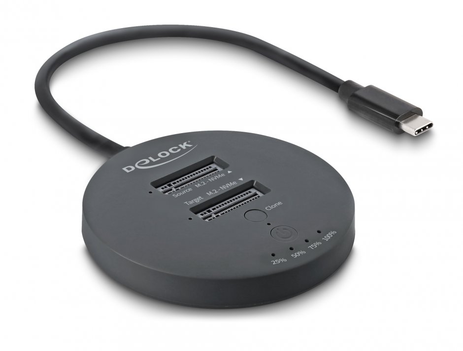 Imagine Docking station USB 20 Gbps pentru 2 x M.2 NVMe PCIe SSD cu functie de Clona, Delock 64364