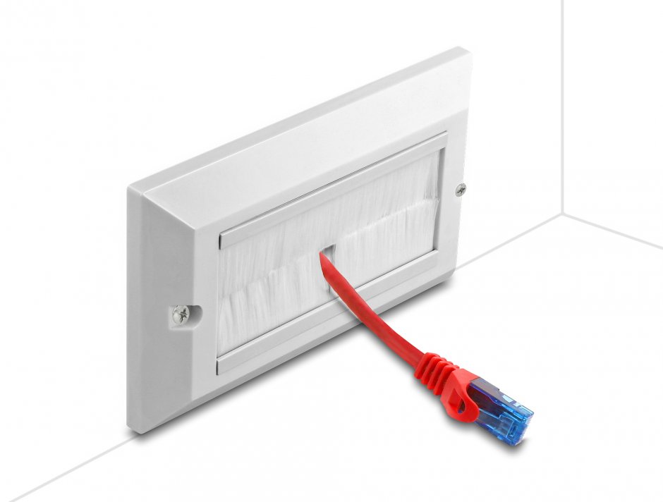 Imagine Priza pentru organizarea cablurilor 146 x 86 mm cu perii, Delock 66496
