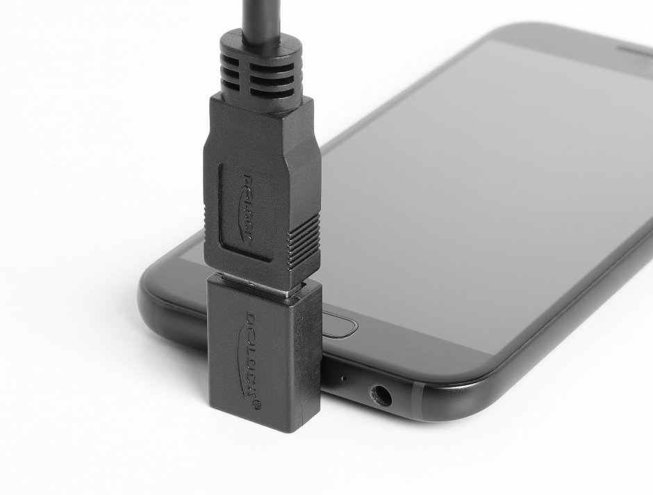 Imagine Adaptor USB-C 2.0 la EASY USB-A unghi 90 grade T-M, Delock 67629