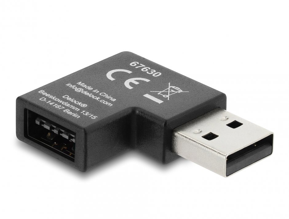 Imagine Adaptor USB-A 2.0 la EASY USB-A unghi 90 grade T-M, Delock 67630
