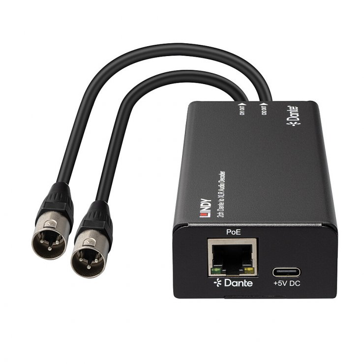 Imagine Decoder audio 2 canale XLR 3 pini la Dante, Lindy L70619