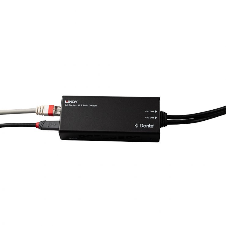 Imagine Decoder audio 2 canale XLR 3 pini la Dante, Lindy L70619