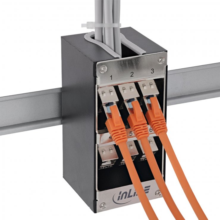 Imagine Cutie cu 4 x keystone Cat.6A montare perete/DIN rail, InLine IL76203N