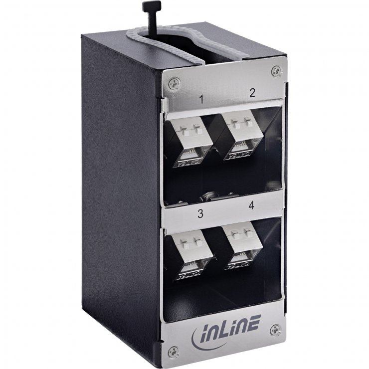 Imagine Cutie cu 4 x keystone Cat.6A montare perete/DIN rail, InLine IL76203N