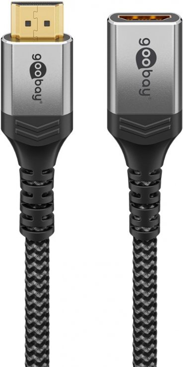 Imagine Cablu prelungitor HDMI 8K60Hz/4K120Hz T-M 1m brodat Alb/Negru, Goobay G79104