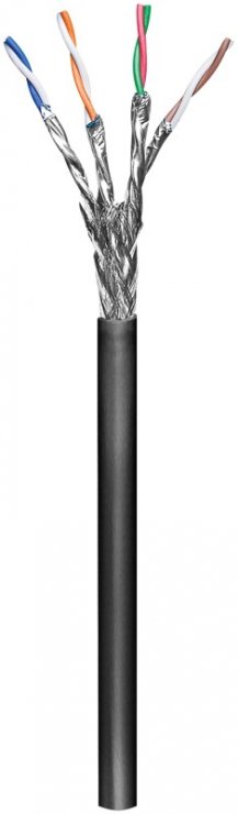 Imagine Rola cablu de retea RJ45 exterior S/FTP (PiMF) cat. 6 100m Negru, Goobay G77624