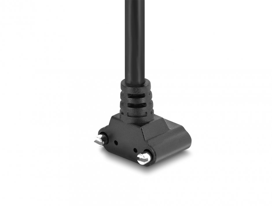 Imagine Cablu micro USB-B 3.0 cu suruburi la USB-A unghi/drept 0.3m Negru, Delock 80661