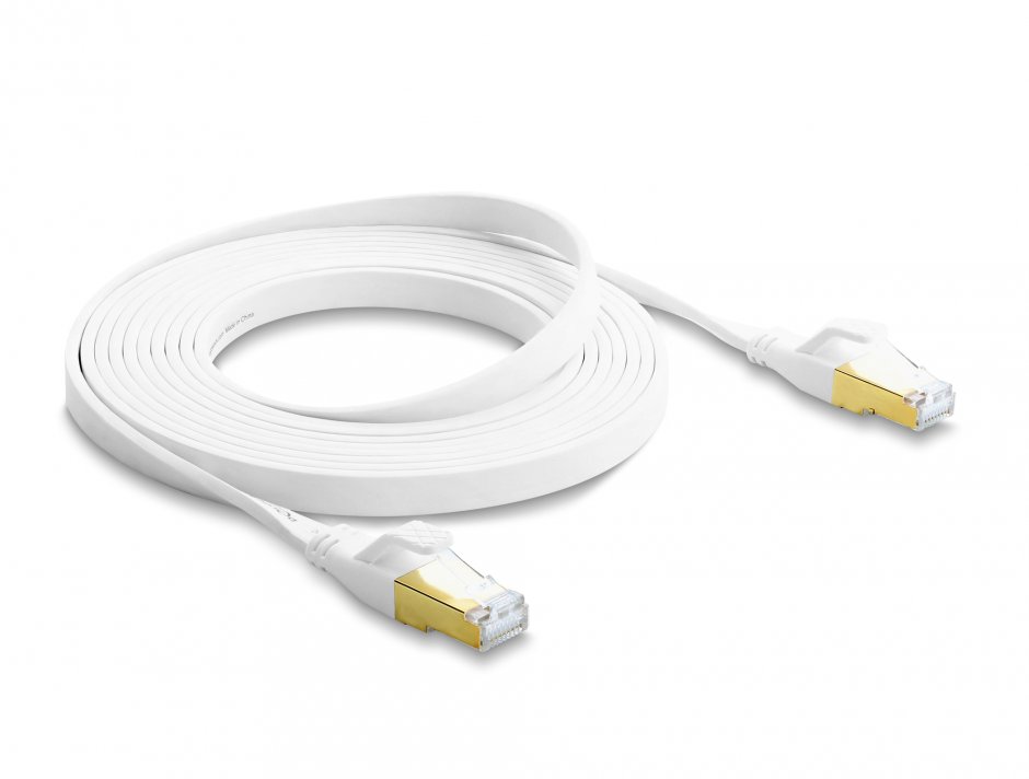 Imagine Cablu retea RJ45 Flat Cat.8.1 FTP 3m Alb, Delock 81027