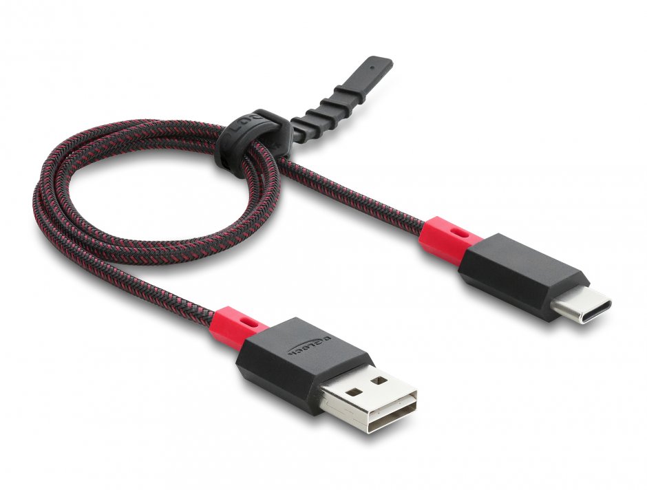 Imagine Cablu EASY-USB 2.0-A la USB Type C T-T 0.5m Negru, Delock 81541