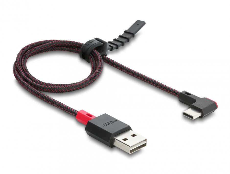 Imagine Cablu EASY-USB 2.0-A la USB Type C drept/unghi stanga/dreapta T-T 0.5m Negru, Delock 81545