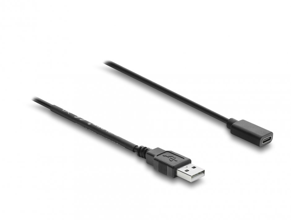 Imagine Cablu alimentare USB-A la USB type C cu switch ON/OFF T-M 0.5m, Delock 81658